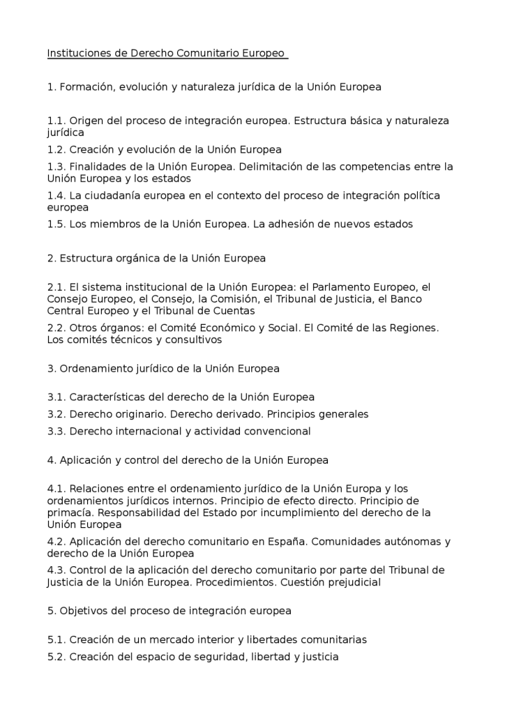 Instituciones y derecho de la Unión Europea